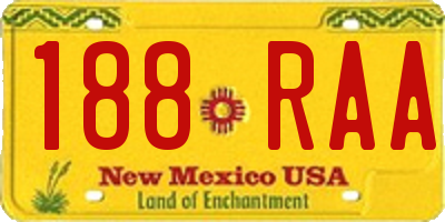 NM license plate 188RAA