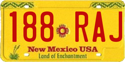 NM license plate 188RAJ