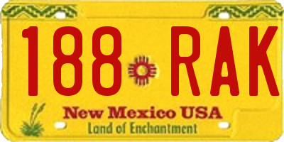 NM license plate 188RAK