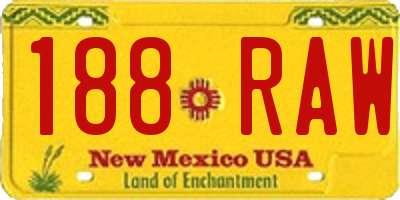 NM license plate 188RAW