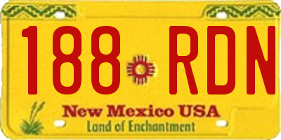 NM license plate 188RDN
