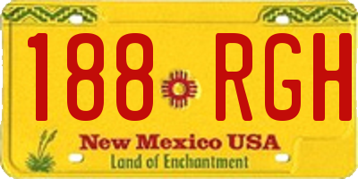 NM license plate 188RGH