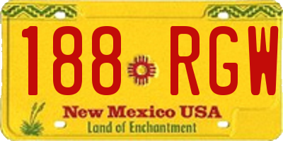 NM license plate 188RGW