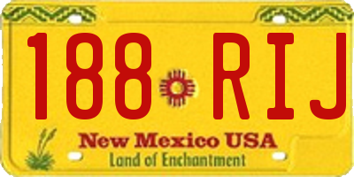 NM license plate 188RIJ
