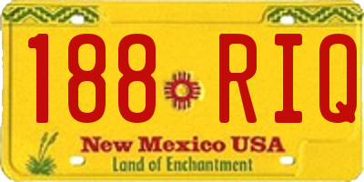 NM license plate 188RIQ