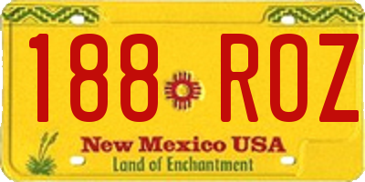 NM license plate 188ROZ