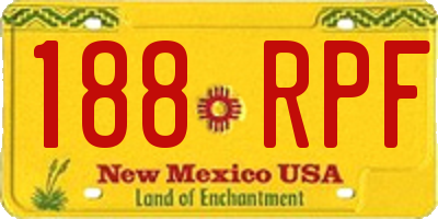 NM license plate 188RPF