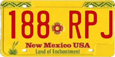 NM license plate 188RPJ