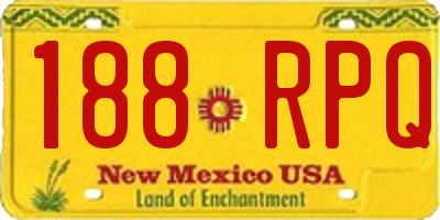 NM license plate 188RPQ