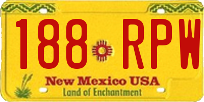 NM license plate 188RPW