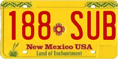 NM license plate 188SUB