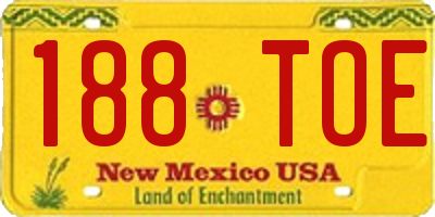 NM license plate 188TOE