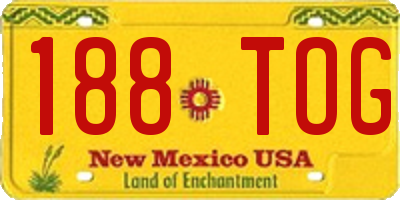 NM license plate 188TOG