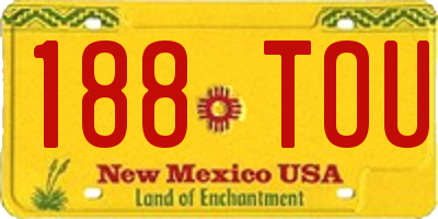 NM license plate 188TOU