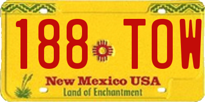 NM license plate 188TOW