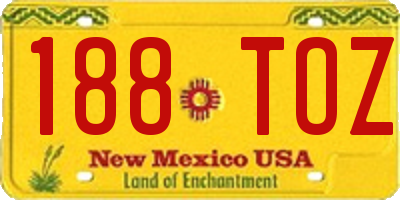 NM license plate 188TOZ