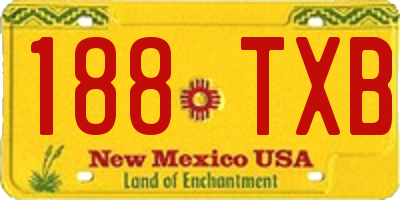 NM license plate 188TXB