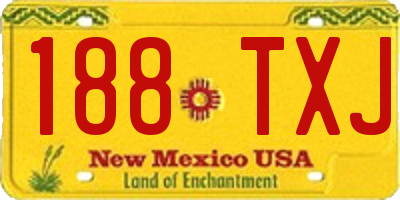 NM license plate 188TXJ