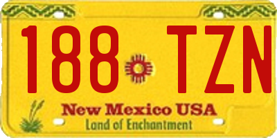 NM license plate 188TZN