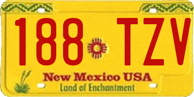 NM license plate 188TZV