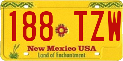 NM license plate 188TZW