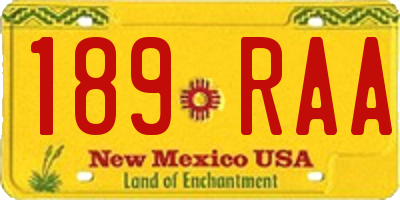 NM license plate 189RAA