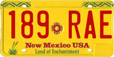 NM license plate 189RAE