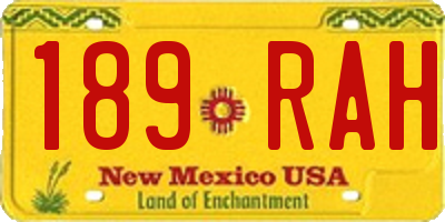 NM license plate 189RAH