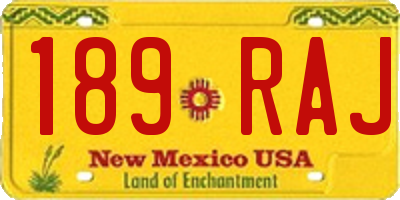 NM license plate 189RAJ