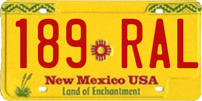 NM license plate 189RAL