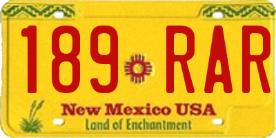 NM license plate 189RAR