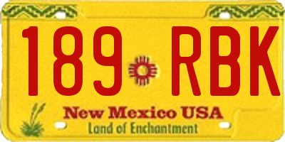 NM license plate 189RBK