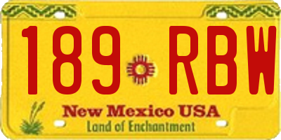NM license plate 189RBW