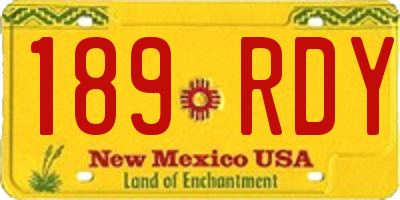 NM license plate 189RDY