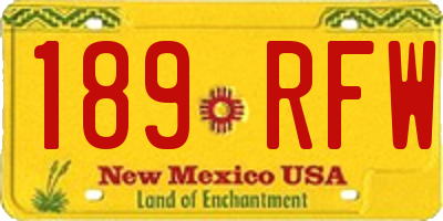 NM license plate 189RFW