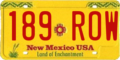 NM license plate 189ROW