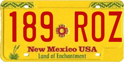 NM license plate 189ROZ