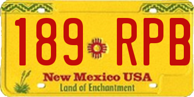 NM license plate 189RPB
