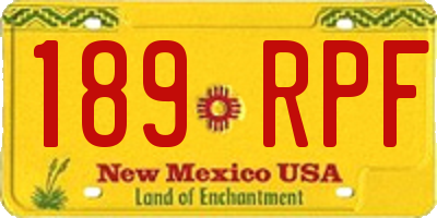 NM license plate 189RPF