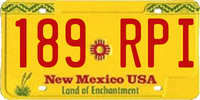 NM license plate 189RPI