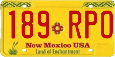 NM license plate 189RPO