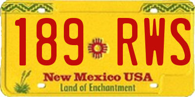 NM license plate 189RWS