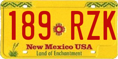 NM license plate 189RZK