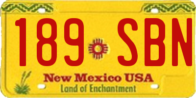 NM license plate 189SBN