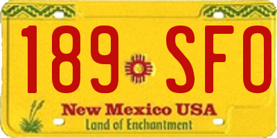 NM license plate 189SFO