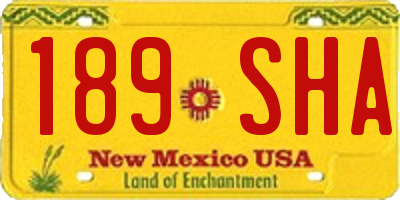 NM license plate 189SHA