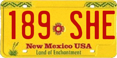 NM license plate 189SHE