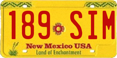 NM license plate 189SIM