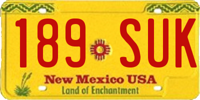 NM license plate 189SUK