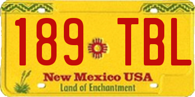 NM license plate 189TBL